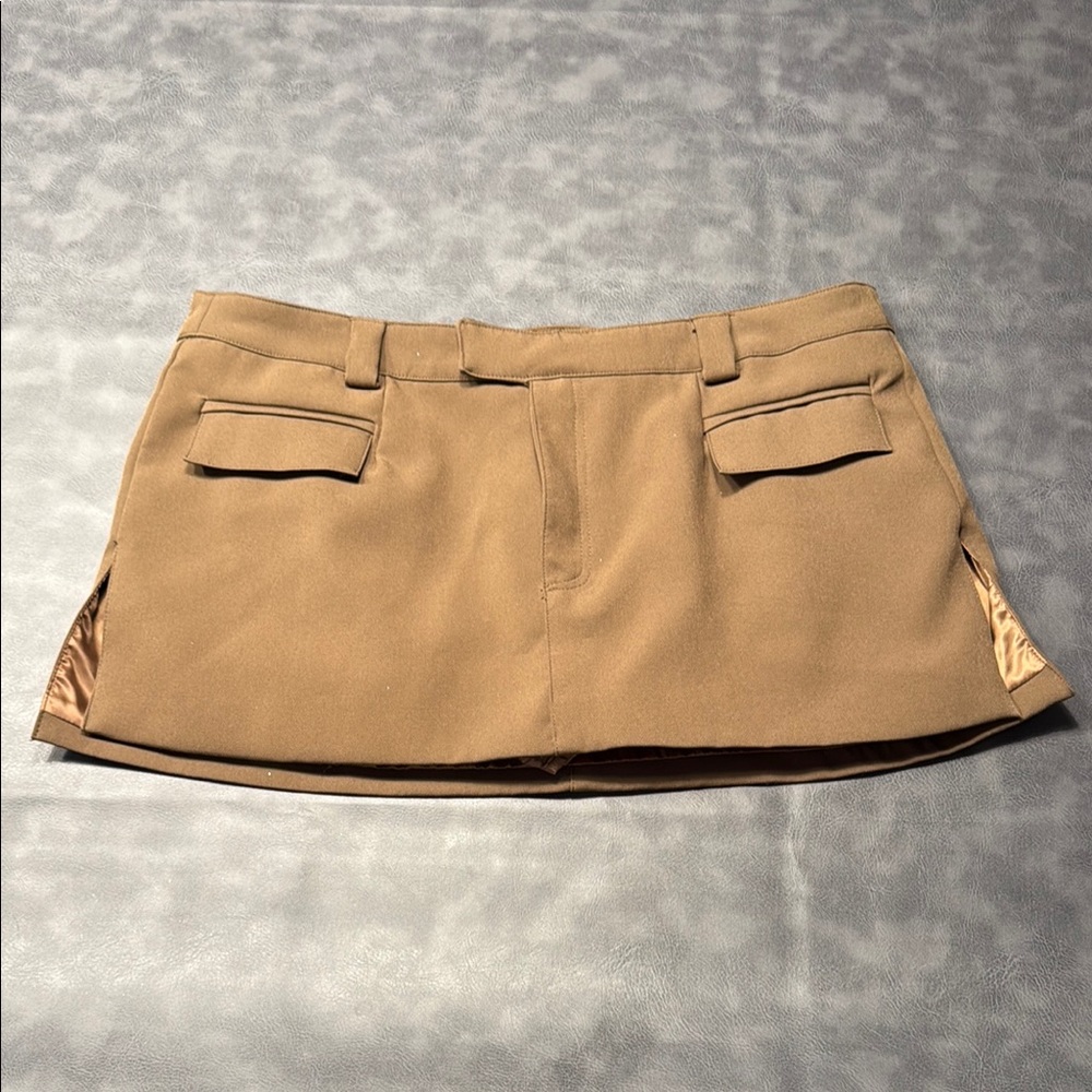 Stylish Tan Mini Skirt with Belt Loops